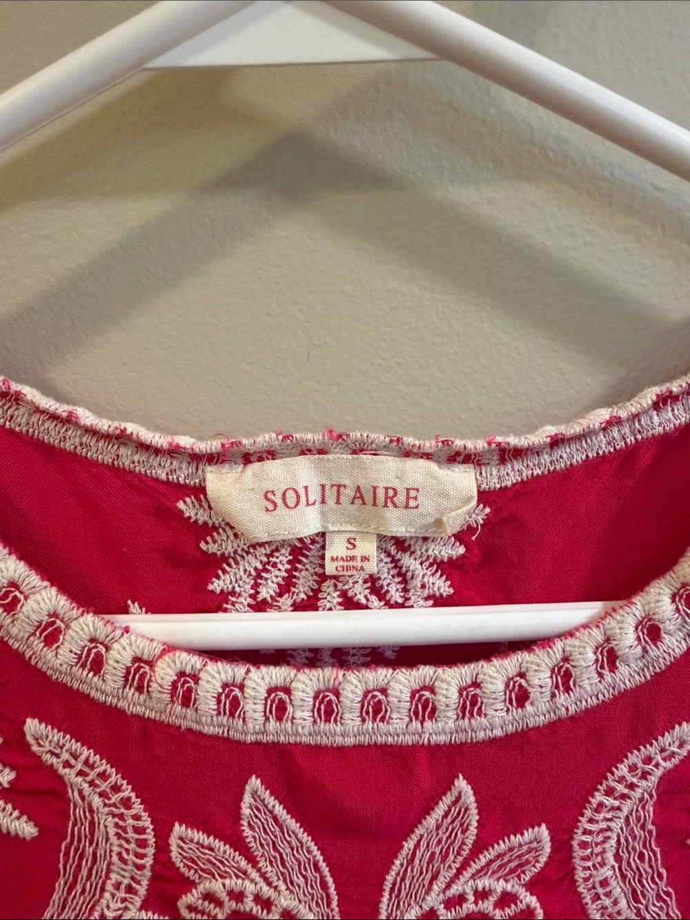 Solitaire Fuchsia Embroidered Ruffled Sleeve Tunic - Picture 2 of 7